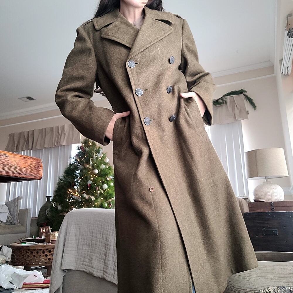 VTG WW2 Wool Trench Coat - Picture 3 of 10